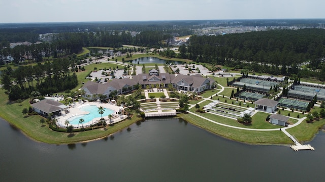516 Tidewater Chase Ln, Summerville, SC 29486 - view of property location with a pool, a heavily wooded area, and a large body of water