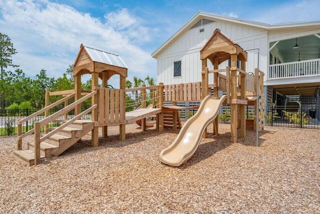 community play area featuring fence