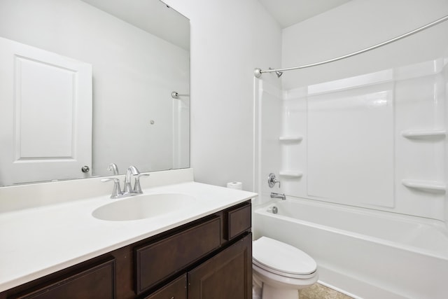 bathroom with toilet, shower / washtub combination, and vanity