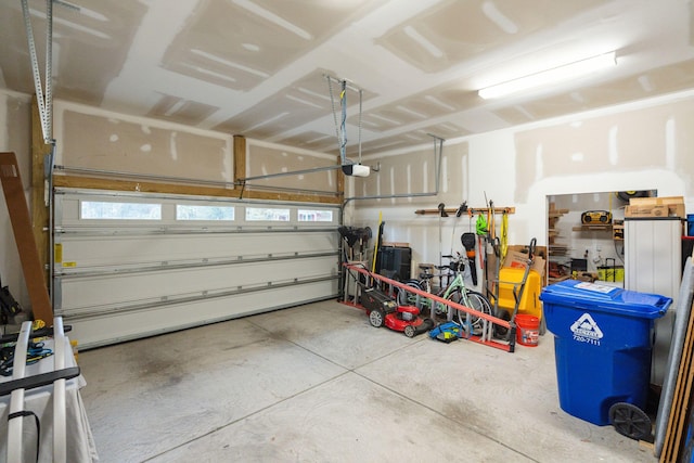 garage with a garage door opener