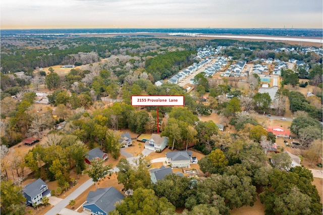 view of aerial view at dusk