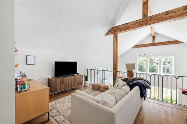 2 Live Oak Ave, Charleston, SC 29407 - living area featuring hardwood / wood-style floors and lofted ceiling with beams