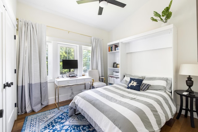 2 Live Oak Ave, Charleston, SC 29407 - bedroom featuring ceiling fan, wood finished floors, and vaulted ceiling