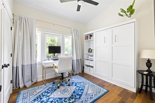 2 Live Oak Ave, Charleston, SC 29407 - office with wood finished floors, ceiling fan, and vaulted ceiling