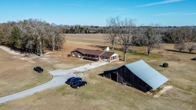 bird's eye view featuring a rural view