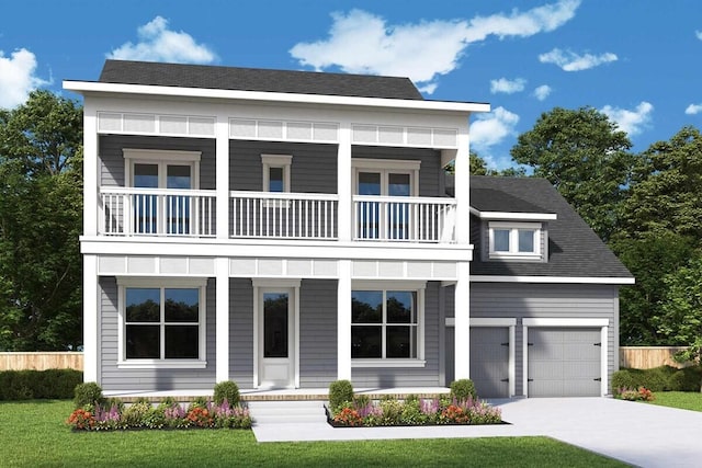 1175 Reserve Ln, Awendaw, SC 29429 - view of front facade featuring a balcony, a porch, and concrete driveway