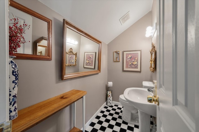 3948 Gift Blvd, Johns Island, SC 29455 - half bathroom with tile patterned floors, lofted ceiling, baseboards, and toilet