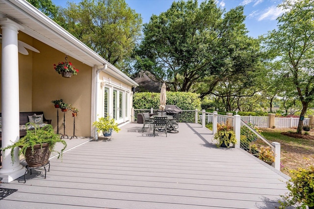 3948 Gift Blvd, Johns Island, SC 29455 - wooden terrace featuring outdoor dining space and fence