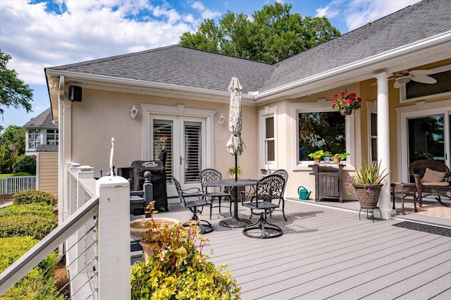 3948 Gift Blvd, Johns Island, SC 29455 - wooden terrace featuring outdoor dining area and ceiling fan