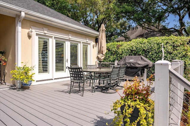 3948 Gift Blvd, Johns Island, SC 29455 - wooden terrace with outdoor dining area and grilling area