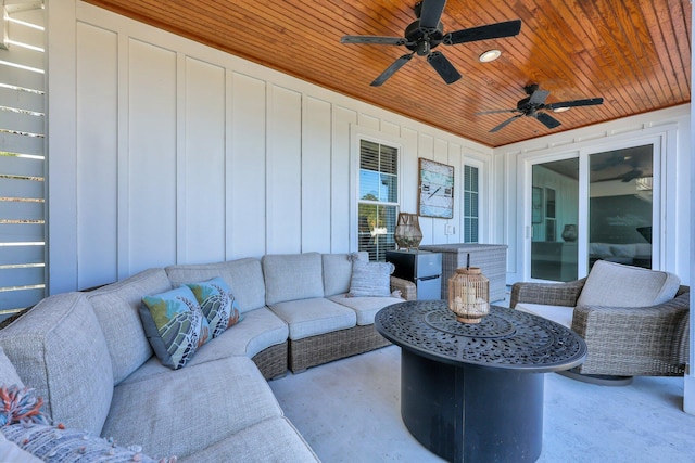 view of patio / terrace featuring outdoor lounge area and ceiling fan