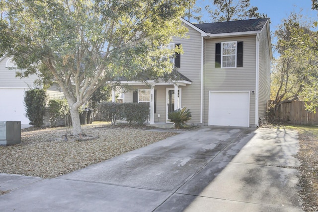 view of front of house with a garage