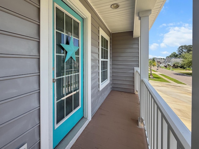 balcony featuring a porch