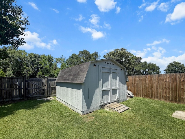 view of shed featuring a gate