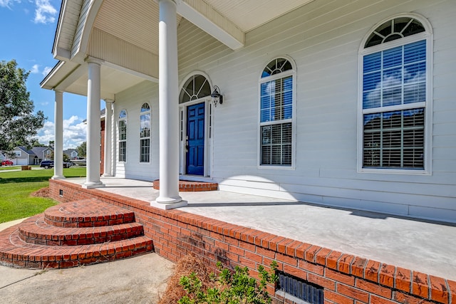 exterior space with covered porch