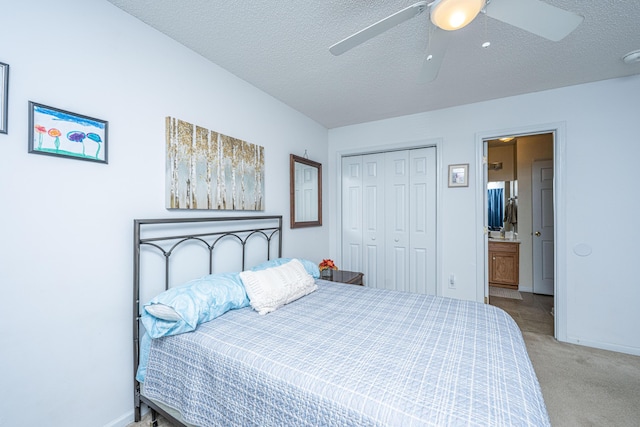 2601 Riverridge Ct Unit A, Moncks Corner, SC 29461 - carpeted bedroom featuring a closet, a textured ceiling, and a ceiling fan