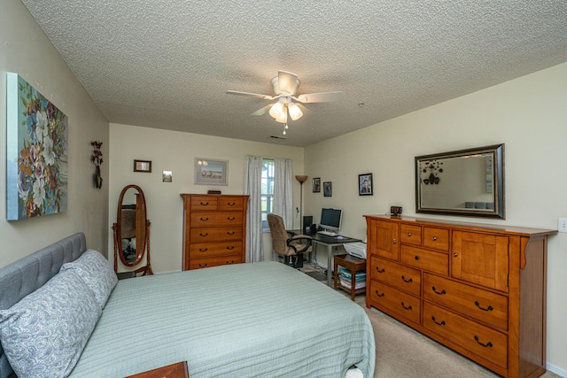 2601 Riverridge Ct Unit A, Moncks Corner, SC 29461 - bedroom with a textured ceiling, light carpet, and a ceiling fan
