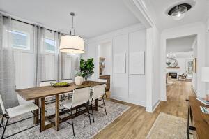 dining space featuring light wood-type flooring