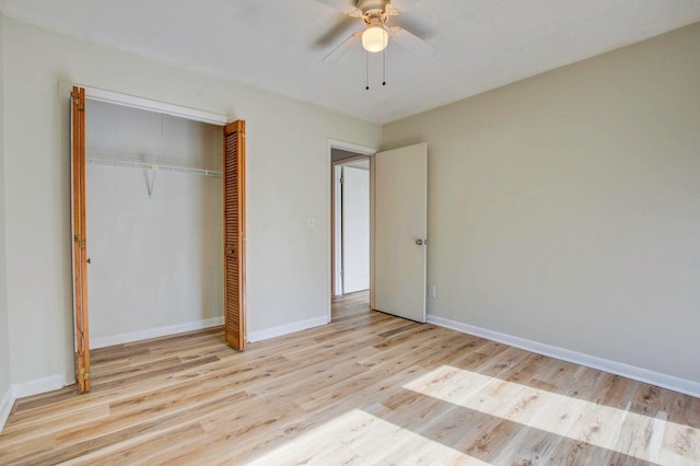 607 Waterwood Dr, Goose Creek, SC 29445 - unfurnished bedroom with a closet, a ceiling fan, baseboards, and wood finished floors