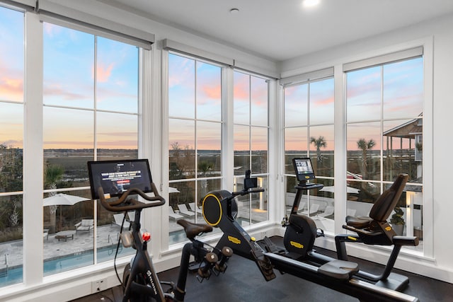 workout area featuring a healthy amount of sunlight