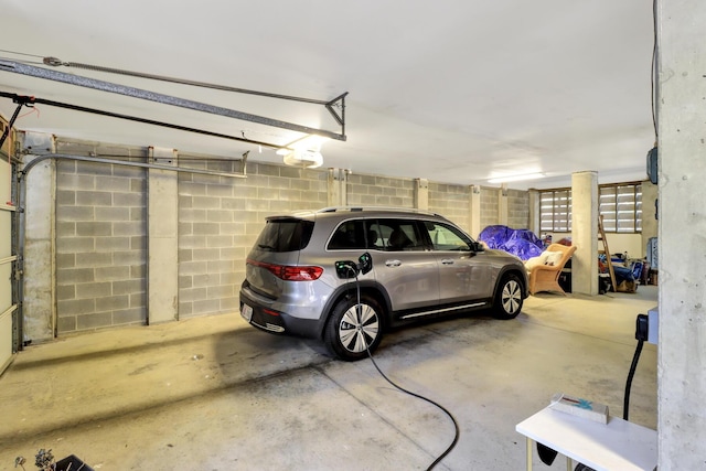 garage with a garage door opener