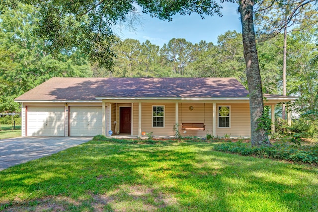 441 Compton Dr, Moncks Corner, SC 29461 - ranch-style house featuring covered porch, an attached garage, driveway, and a front lawn