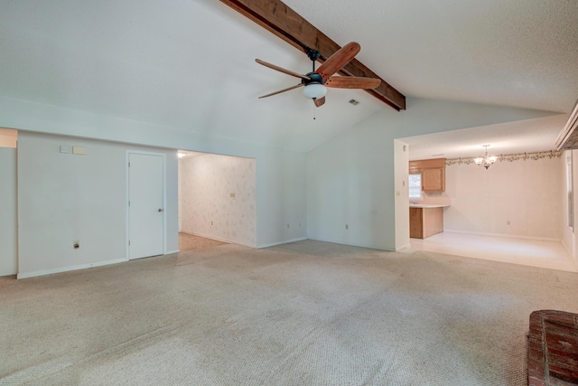 441 Compton Dr, Moncks Corner, SC 29461 - unfurnished living room featuring a chandelier, carpet flooring, ceiling fan, and baseboards