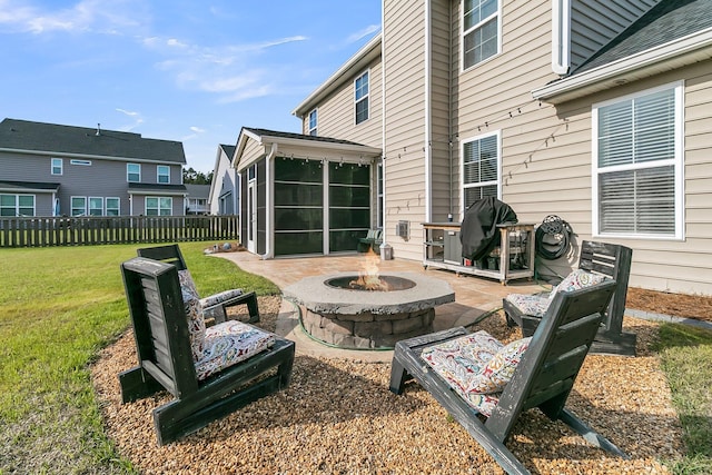 219 Daybreak Blvd, Summerville, SC 29486 - view of patio with a fire pit, a sunroom, and fence