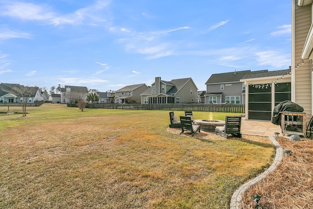 219 Daybreak Blvd, Summerville, SC 29486 - view of yard with a patio area, a residential view, a fire pit, and fence