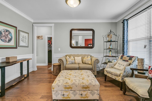 219 Daybreak Blvd, Summerville, SC 29486 - living area with wood finished floors, wainscoting, and crown molding