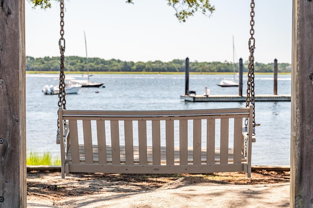 view of dock featuring a water view