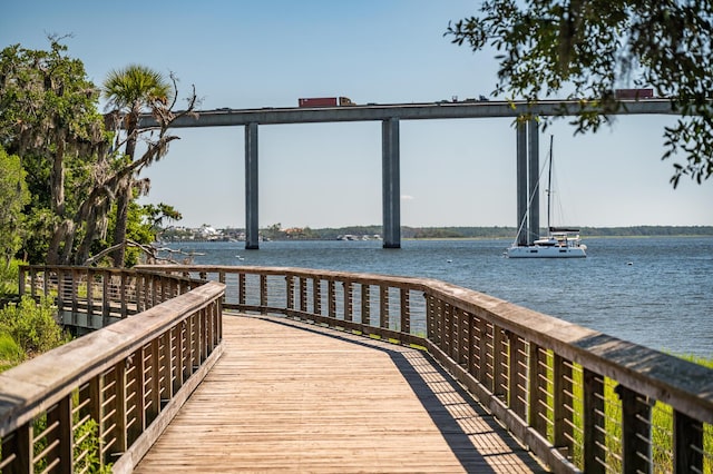 dock area featuring a water view