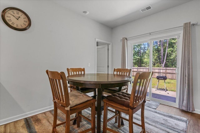 dining room with wood-type flooring