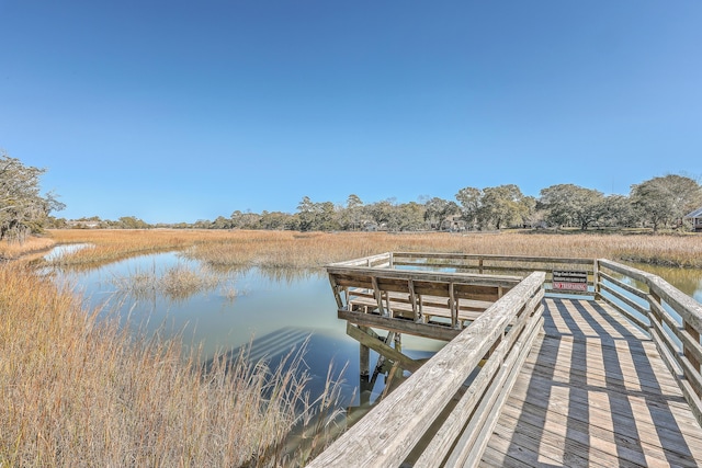 dock area featuring a water view