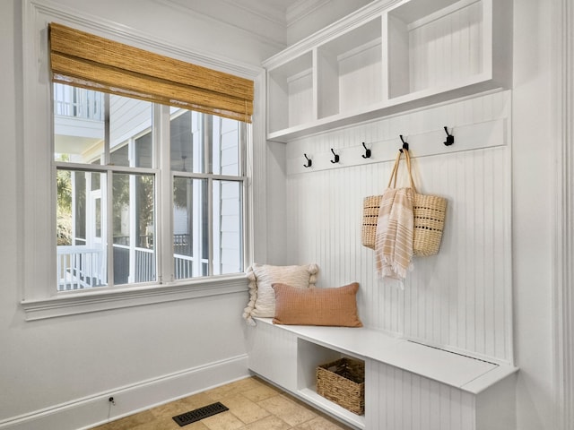 mudroom featuring light tile patterned floors