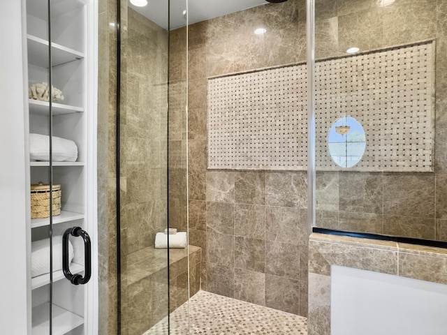 bathroom featuring walk in shower