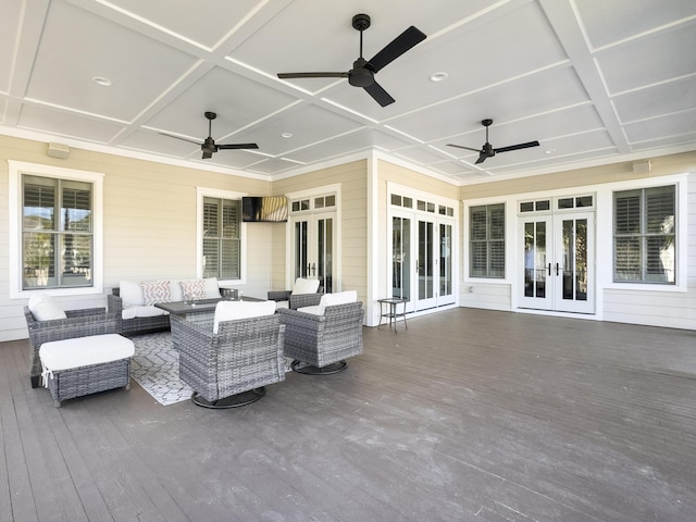 view of patio featuring an outdoor hangout area and french doors