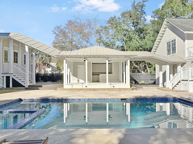 view of swimming pool featuring a patio area