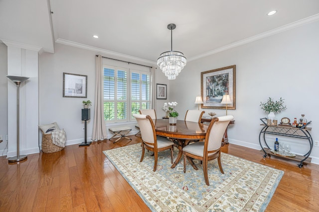 125 Pier View St Unit 408, Charleston, SC 29492 - dining area with a chandelier, ornamental molding, light wood finished floors, and recessed lighting
