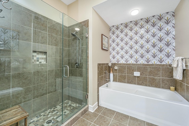 125 Pier View St Unit 408, Charleston, SC 29492 - full bath with a garden tub, a shower stall, and tile patterned floors