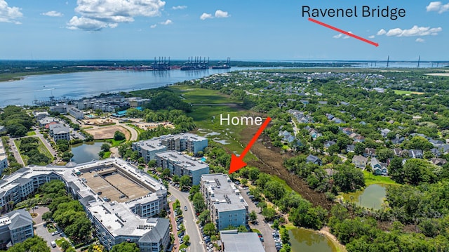125 Pier View St Unit 408, Charleston, SC 29492 - drone / aerial view of a large body of water and a notable bridge