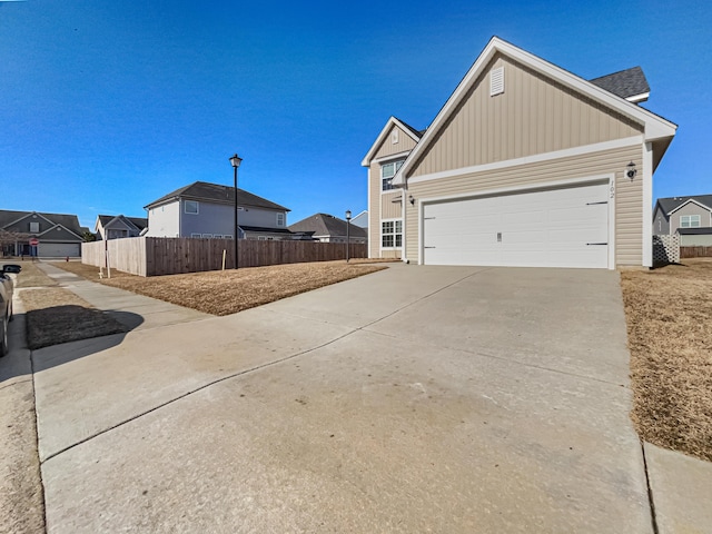 exterior space with a garage