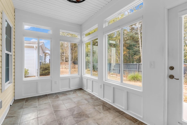 view of unfurnished sunroom