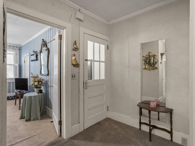 1104 2nd Ave, Kingstree, SC 29556 - carpeted foyer entrance with ornamental molding, plenty of natural light, and baseboards