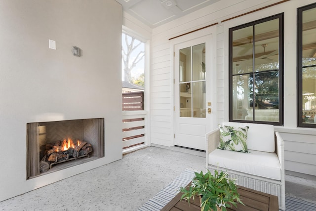 interior space with a fireplace