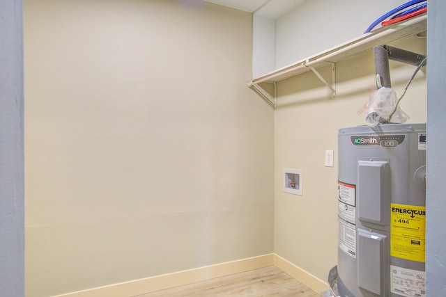 utility room featuring water heater