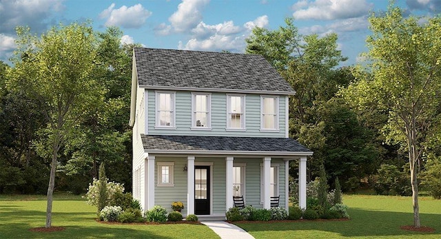 798 Clay Field Trl, Summerville, SC 29485 - view of front of home with a front lawn, covered porch, and roof with shingles