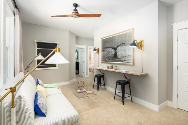 798 Clay Field Trl, Summerville, SC 29485 - carpeted living room featuring a ceiling fan and baseboards