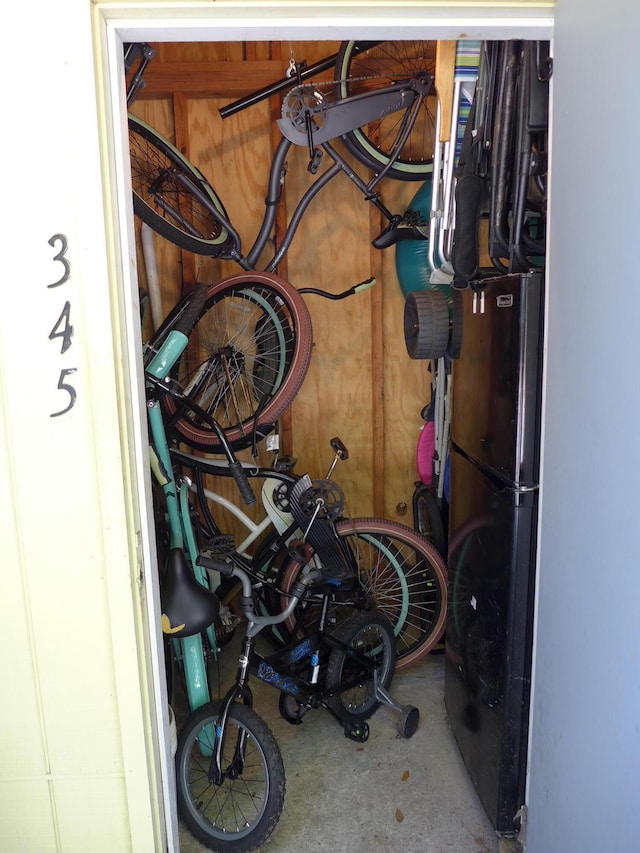 interior space featuring black fridge