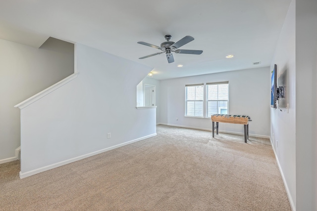 531 Crossland Dr, Moncks Corner, SC 29461 - spare room featuring light colored carpet, a ceiling fan, baseboards, and recessed lighting